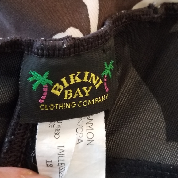 BIKINI BAY 1 Piece Ruched Brown/Black Swimsuit - Picture 2 of 10